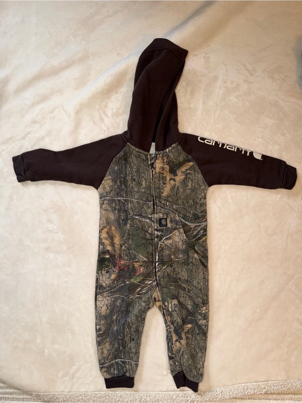 Carhartt Mossy Oak Camo Coverall Romper Boys 9M Footie